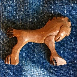 Stylized Carved Wood Horse Pin